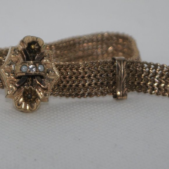 Antique Victorian GF Mesh Slider Bracelet - Picture 9 of 16